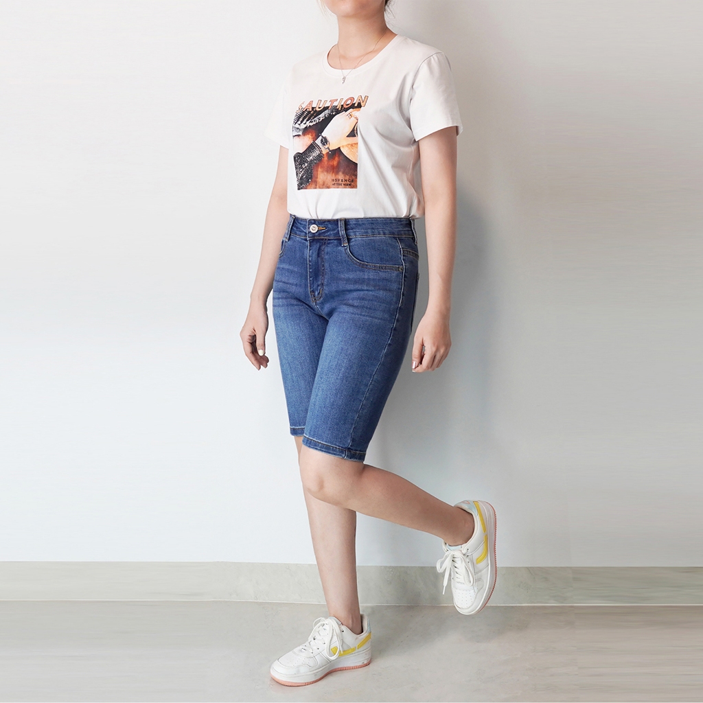 Quần Short Jean Nữ Fujiwa'Style - NG. Short Trên Gối 1 Xíu, Co Giãn Tốt. Size từ 42kg - 70kg.