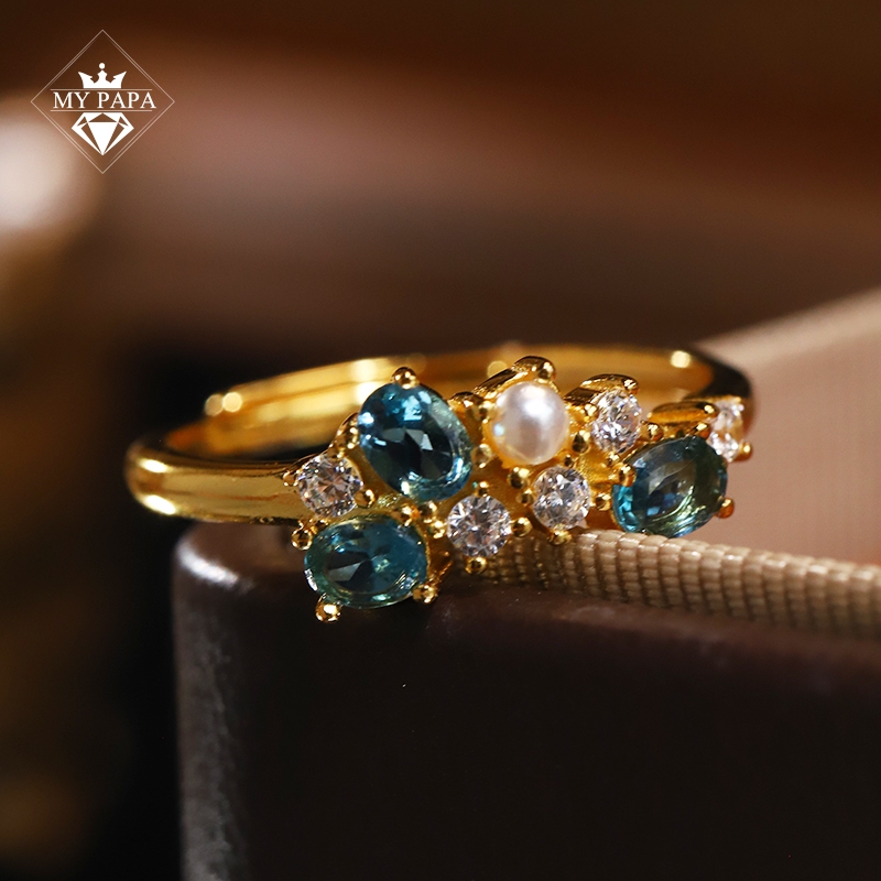 Nhẫn Bạc 925 khảm Topaz London Blue Thụy Sĩ MYPAPA - N27