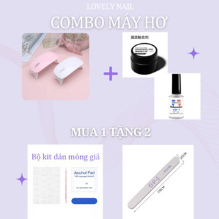 Combo Máy hơ mini, máy hơ gel mini, combo dán nailbox, đèn hơ móng mini, gel dán móng, bộ đèn dán móng