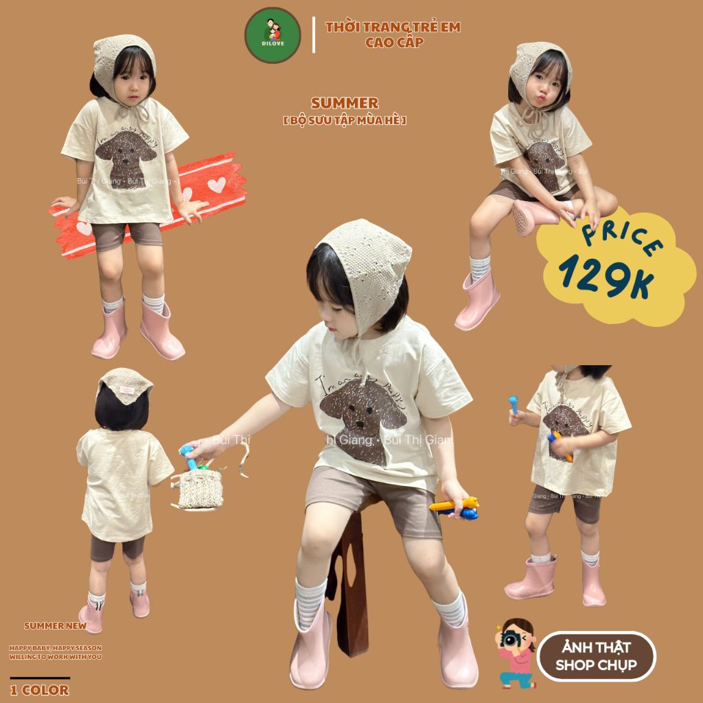 Bộ Đồ Bé Gái DILOVE Phong Cách Hàn Quốc Chất Liệu Cotton Co Giãn Thoáng Mát Quần Áo Cho Bé - Mã 01