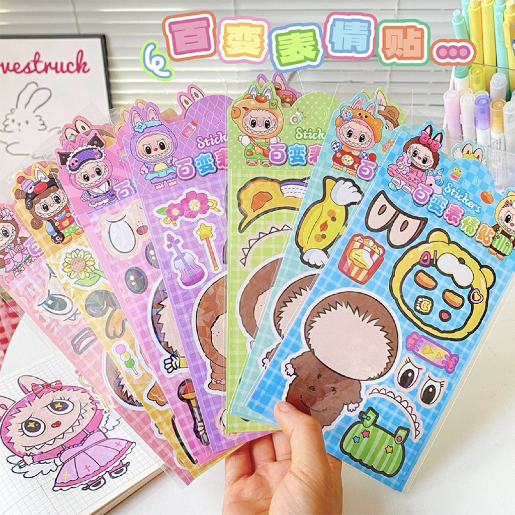 Combo Sticker 8 Miếng Kuromi Labubu Sprunki Brainrot Nhãn Dán Trang Điểm Dễ Thương Kinchana Toys