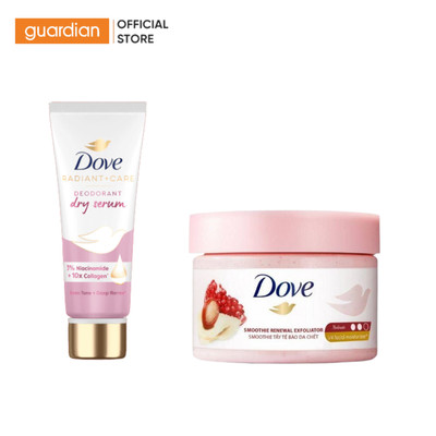 Combo Smoothie Tẩy Da Chết Dove Hỗ Trợ Chăm Da Sáng Mịn 298gr & Serum Dưỡng Sáng Ngăn Mùi Dove Dành Cho Nữ 40ml