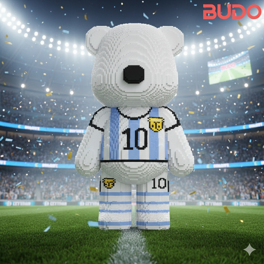 [ TẶNG BÚA ] Đồ Chơi Lắp Ráp Mô Hình Bearbrick GOAT Lionel Messi Bóng Đá, Worldcup, Argentina, M10, 