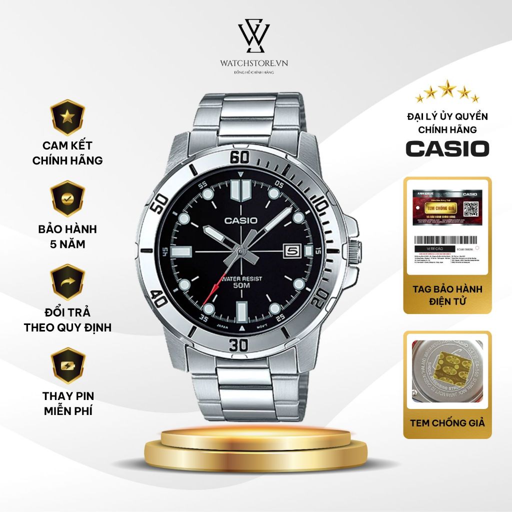 Đồng Hồ Nam Casio Serial MTP-VD01D-1EVUDF Sang Trọng Kính Khoáng Tròn 45mm Chống Nước Vỏ Kim Loại Chính Hãng - WATCHSTOR