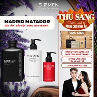 Giftbox combo 3 MADRID MATADOR SIRMEN Europe Sữa tắm gội nam 4in1 350g Dầu gội nam 320g và Dung dịch vệ sinh 3in1 100g