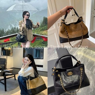  Túi công sở co.c.o trần trám da mềm form đẹp hot trend phối dây xích và dây da cầm tay đeo chéo sang chảnh 