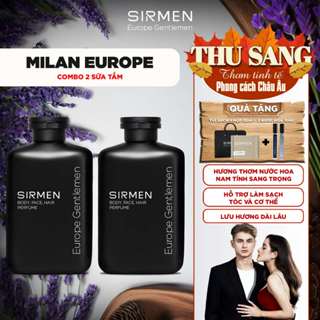 COMBO MILAN EUROPE gồm 02 CHAI Sữa tắm gội nam 4 in 1 hương nước hoa châu Âu SIRMEN Europe Gentlemen cao cấp 350g