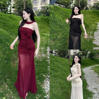  Váy Maxi Dáng Dài Nàng Thơ Sang Trọng,Đầm Body Trễ Vai Dáng Dài Phối Hoa Chân Váy Xoè Đuôi Cá Đi Tiệc Sang Trọng Đi Cưới 