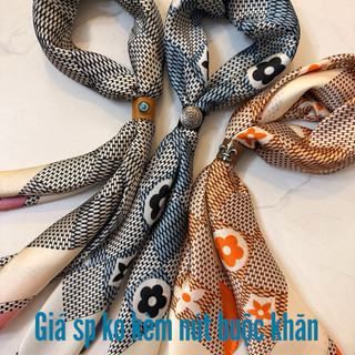 Khăn turban lụa vuông in hoa size 70x70cm - Maben