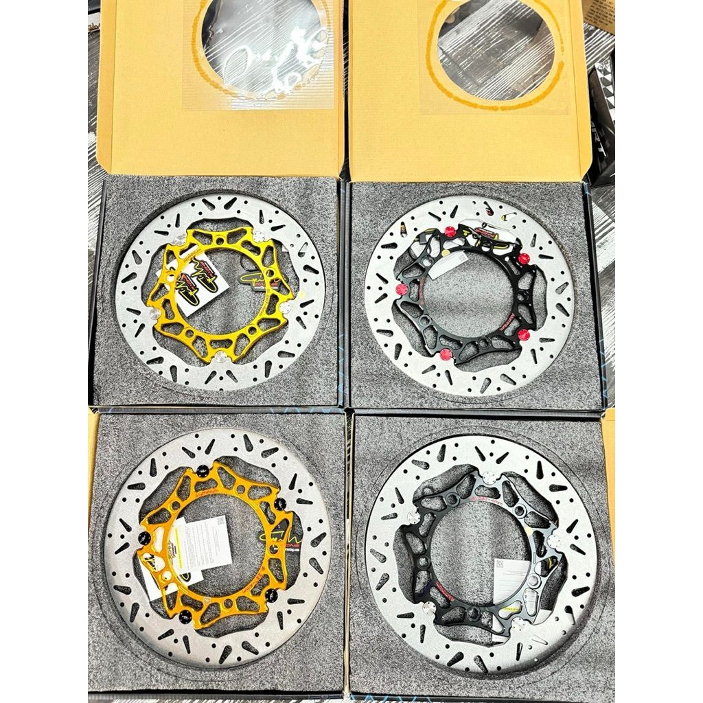 đĩa 267mm Ghracing Ex150 Ex155 size 267mm - 5 lỗ đĩa zin - lòng nhôm đen xám vàng