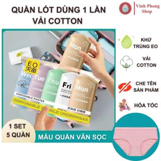 Set 5 Quần Lót Dùng 1 Lần Cho Nữ, Vải Cotton Cao Cấp Thích Hợp Đi Du Lịch, Set Quần Lót Nữ Cotton