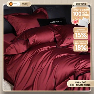   NEW  Bộ ga giường 4 món phi lụa Mark Cross cao cấp nhập khẩu mềm mại thoảng mát - CAM CHĂN GA GỐI 