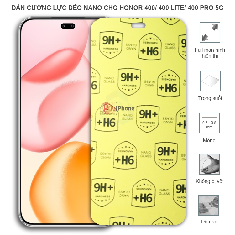 Dán cường lực dẻo nano trong hoặc nhám cho Honor 400 5G/ 400 Lite 5G/ 400 Pro 5G