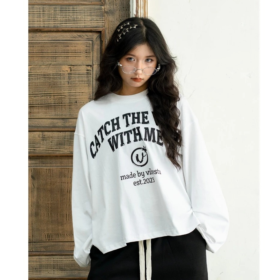 Áo Thun Tay Dài WITH ME – Form Boxy Cực Trend, Cotton Dày 250GSM, Outfit Chuẩn Gen Z Hot Trend Thu Đông 2025 | BigBuy360 - bigbuy360.vn