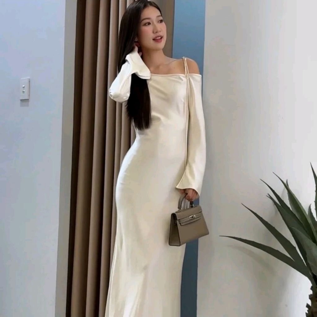 (PASS) Đầm FELIXX BRAND (Đổi tên từ Fetish brand) Alva tay dài lệch vai dáng dài