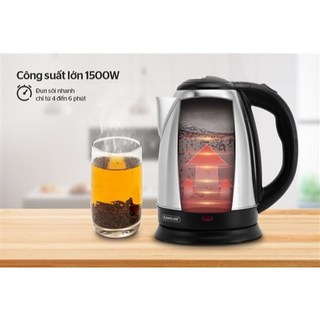 Ấm siêu tốc inox Sunhouse SHD1182 – 1.8 L, công suất 1500 W, tự tắt an toàn