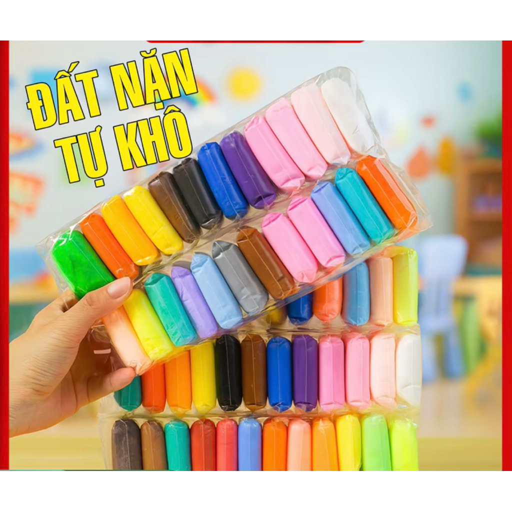 Combo 12 túi đất sét nặn tự khô,Đất nặn tự khô không dính tay cao cấp,siêu nhẹ