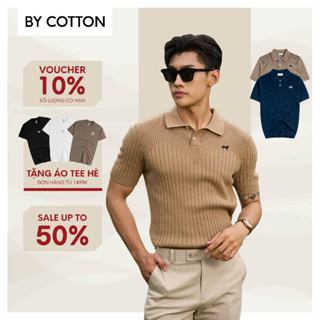 Áo Thun Polo Nam Cao Cấp Dệt Kim Sọc Đứng 2 Màu Nâu & Xanh Đen - Thêu Ngựa By Cotton