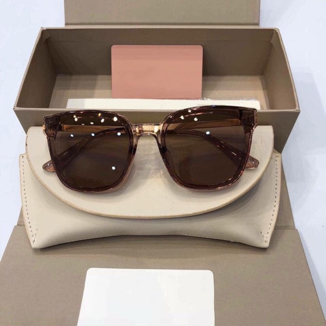 Kính mát nam nữ chống UV400 thiết kế mắt vuông dễ đeo màu sắc thời trang 602335 - Kính Mắt Trang Nâu