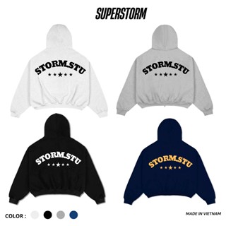 Áo Khoác Hoodie Zip Boxy In Dập Nổi Chất Nỉ Bông Cao Cấp Phù Hợp Nam Nữ