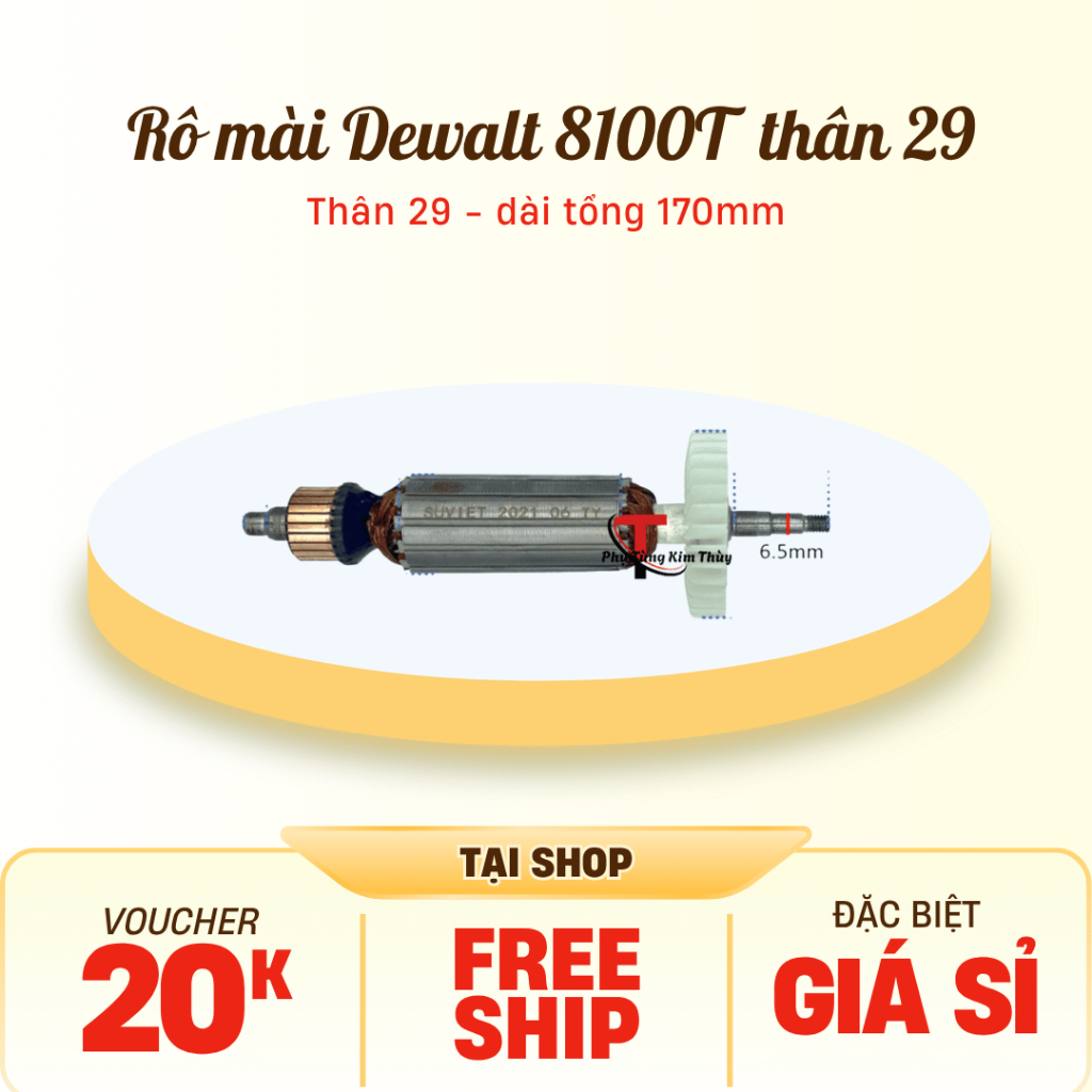 Rotor, ruột mài Dewalt 8100T thân 29 dài tổng 170mm dây đồng 220v
