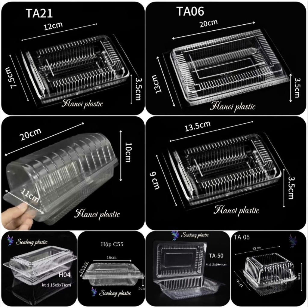 Sỉ  buôn 100 hộp nhựa trong,khay nhựa pet,đựng thực phẩm một lần H04,C55(TA03) H50(TA) H05(TA05),TA 