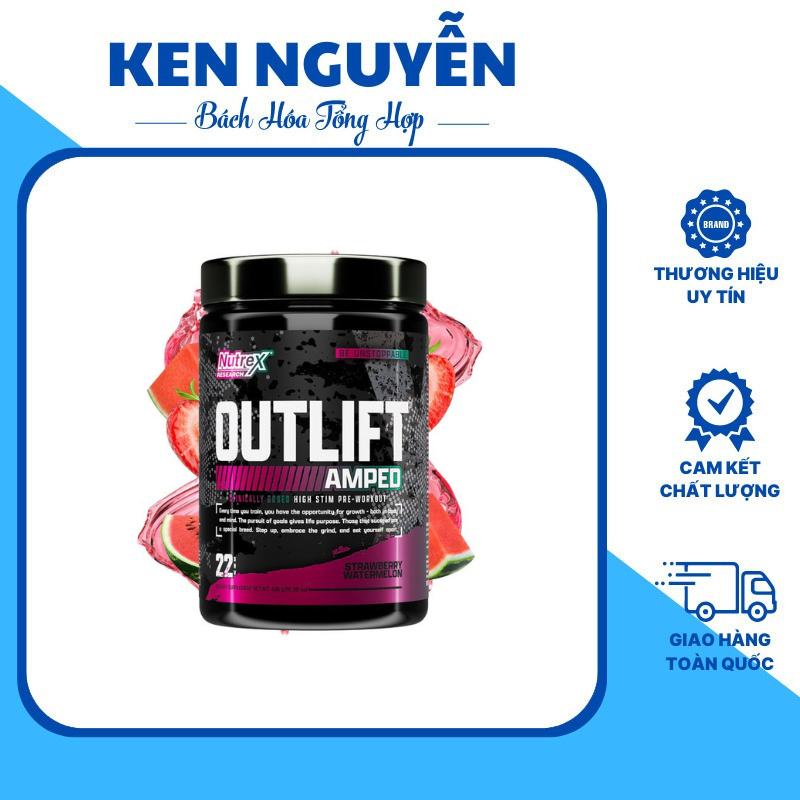 Nutrex Outlift Amped High Stim Pre-Workout giúp tăng năng lượng, sức bền & tập trung tối đa