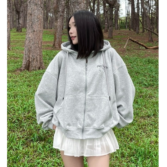 Áo Khoác Hoodie Zip Nữ Form Rộng Boxy, Chất Nỉ 2 Da Cao Cấp Thêu Hello Kitty Cute, Hoodie Nữ Hot Trend 2025 | BigBuy360 - bigbuy360.vn