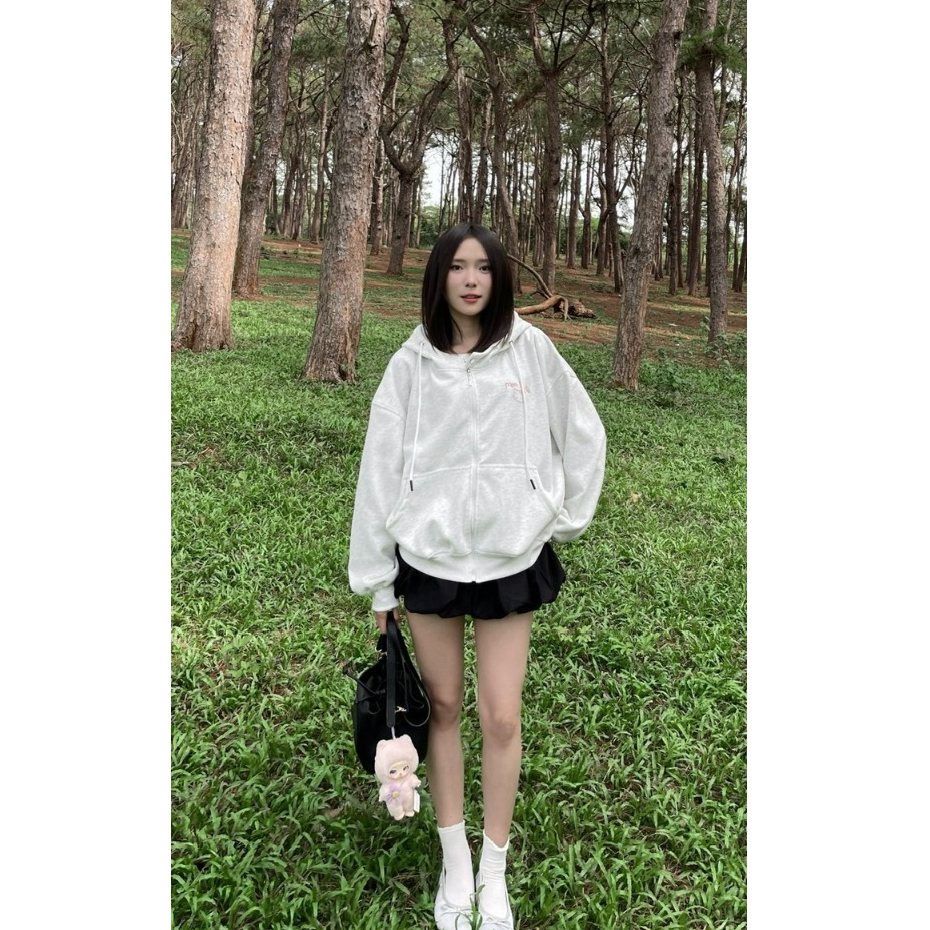 Áo Khoác Hoodie Zip Nữ Form Rộng Boxy, Chất Nỉ 2 Da Cao Cấp Thêu Hello Kitty Cute, Hoodie Nữ Hot Trend 2025 | BigBuy360 - bigbuy360.vn