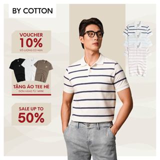 Áo Thun Polo Nam By Cotton Cao Cấp Polo Pique 2.0 Trắng In Sọc