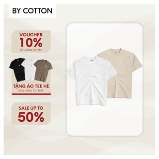 Áo Thun Nam By Cotton Cao Cấp Tay Ngắn Cổ Tròn Form Boxyfit 2 Màu Nâu & Trắng In Cây Dừa
