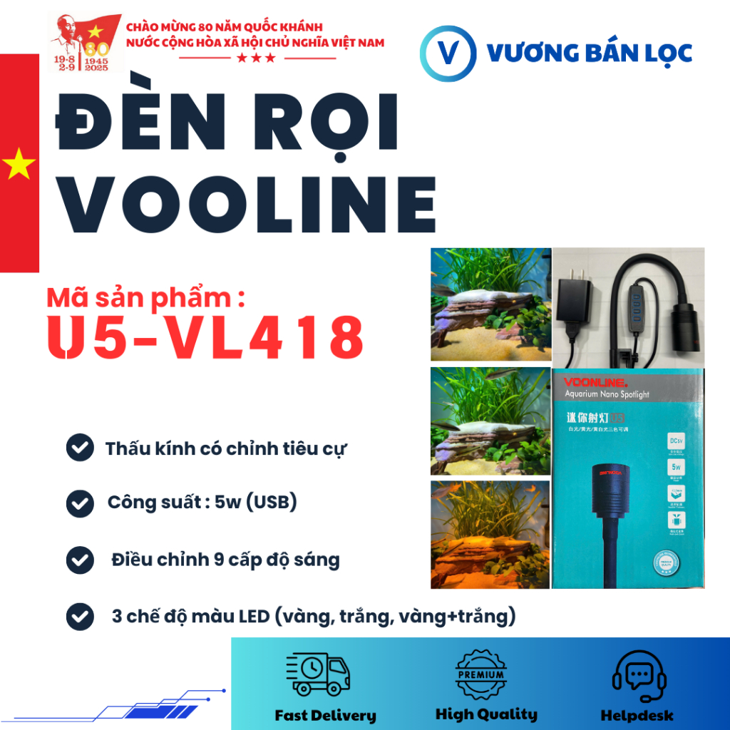 Đèn rọi VOONLINE điều chỉnh tiêu cự sẵn bộ điều khiển với 9 cấp độ
