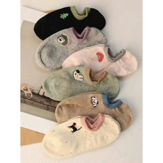  Set 10 đôi tất lười cổ ngắn mix màu họa tiết hoạt hình dễ thương cho nữ 