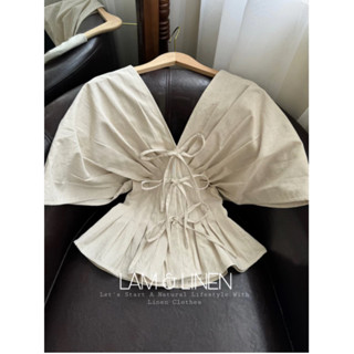  Áo kiểu linen nữ áo peplum tôn dáng 
