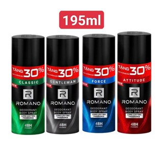 [Tặng 30% Dung Tích] Xịt Khử Mùi cho nam toàn thân Romano Hương Nước Hoa 195ML
