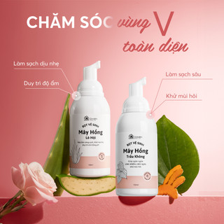 Bọt vệ sinh phụ nữ Mây Hồng Tạo Bọt Sẵn Sạch Thoáng Mềm Thơm Cỏ Mềm 150ml