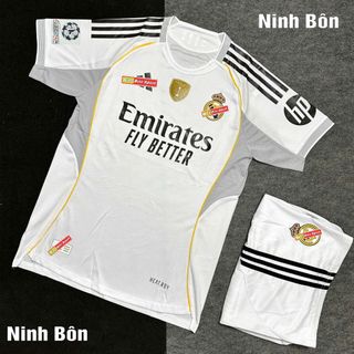 Bộ Quần Áo Bóng Đá CLB Real Sân Nhà Bản Chuẩn 2026 - Vải Polyester Thái Vẩy Rồng Cao Cấp