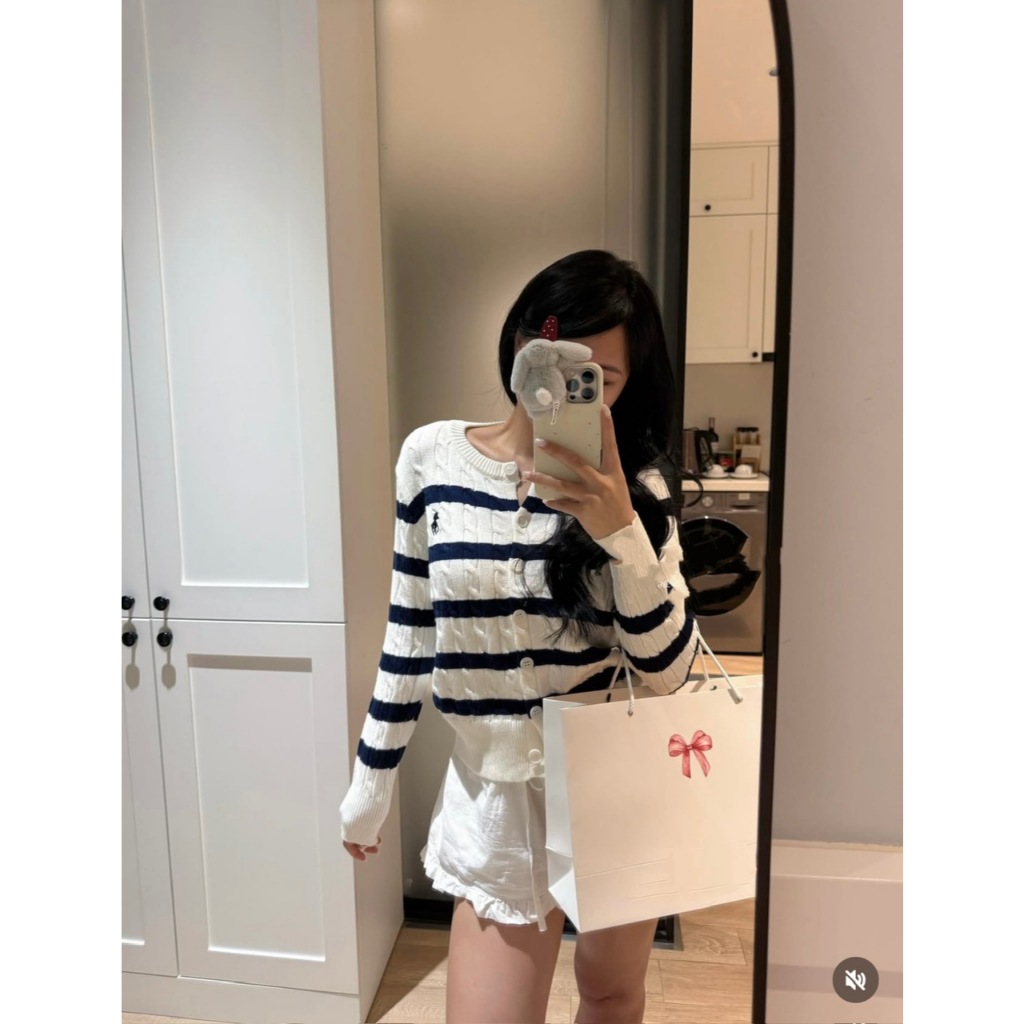 ÁO LEN CARDIGAN KẺ NGANG VẶN THỪNG DÀI TAY THÊU NGỰA DÀY DẶN PHÙ HỢP MẶC THU ĐÔNG - DÀNH CHO NỮ | BigBuy360 - bigbuy360.vn