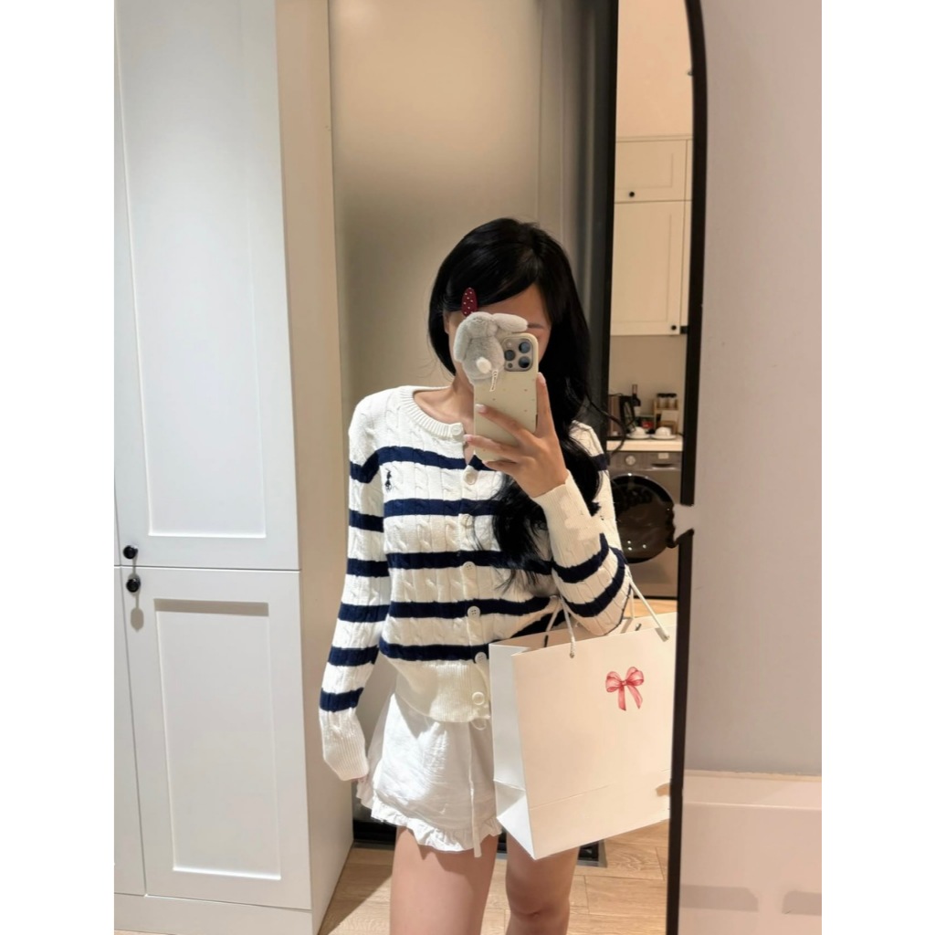 ÁO LEN CARDIGAN KẺ NGANG VẶN THỪNG DÀI TAY THÊU NGỰA DÀY DẶN PHÙ HỢP MẶC THU ĐÔNG - DÀNH CHO NỮ | BigBuy360 - bigbuy360.vn