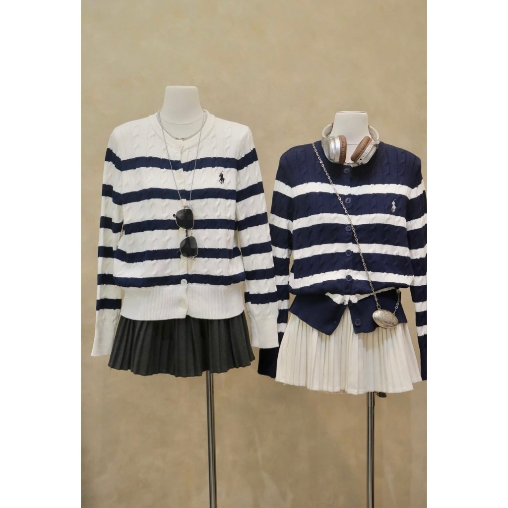 ÁO LEN CARDIGAN KẺ NGANG VẶN THỪNG DÀI TAY THÊU NGỰA DÀY DẶN PHÙ HỢP MẶC THU ĐÔNG - DÀNH CHO NỮ | BigBuy360 - bigbuy360.vn