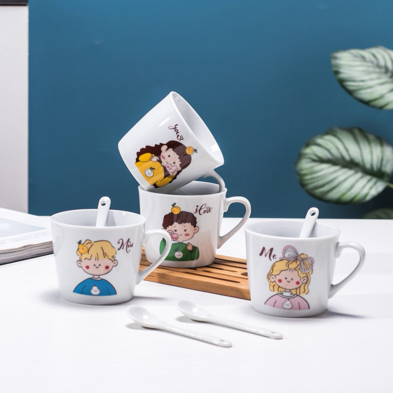 Cốc uống nước dễ thương ( kèm thìa) - 200ml
