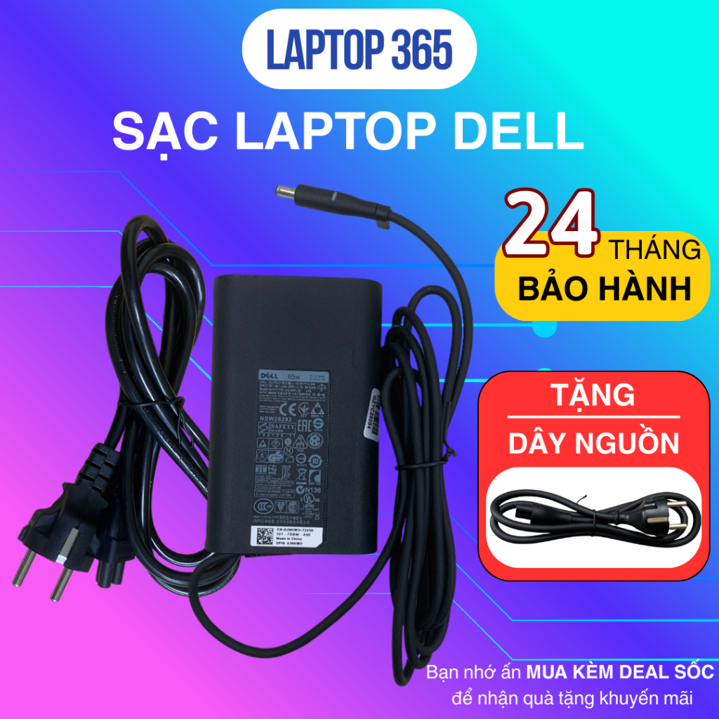 Sạc Laptop DELL Oval Chân To/ Nhỏ - Sạc DELL Type C - Sạc máy tính DELL 65W/90W - Cục sạc Laptop Del