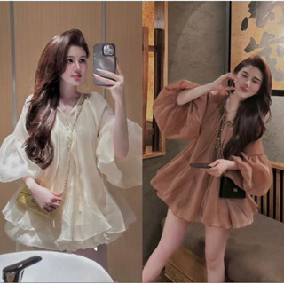 Set babydoll bí phồng cực xinh dáng xoè rộng đáng yêu năng động dễ thương cho nữ đi chơi dự tiệc đầm babydoll kèm váy bí