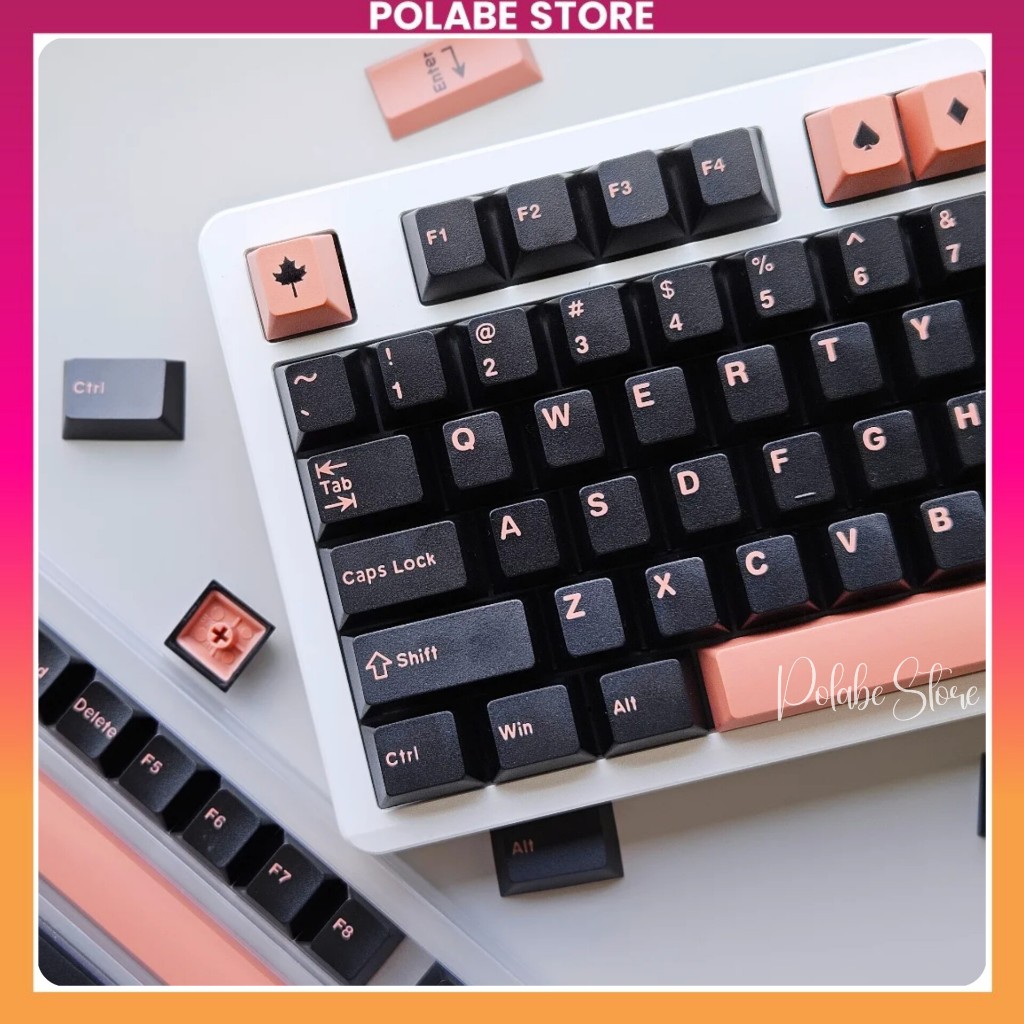 Keycap Wasabi Cherry profile Keycap CMK Black Pink ABS bàn phím cơ Polabe Store Keycap Hồng đen