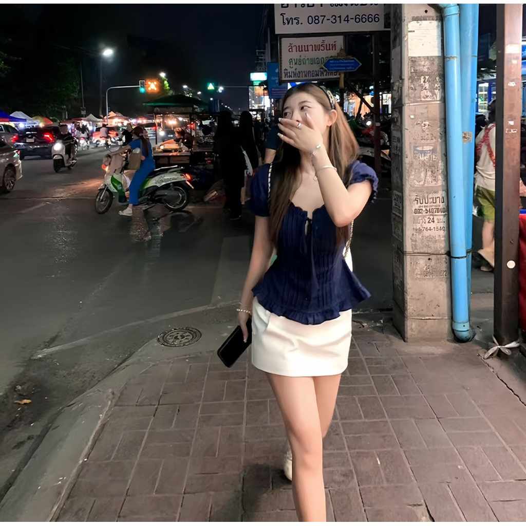 Áo Sơ Mi Xanh Than,Áo Kiểu Nữ Tôn Dáng Đi Chơi, Đi Học Dễ Phối Đồ Phong Cách Nhẹ Nhàng Nữ Tính- XM Minh Phúc | BigBuy360 - bigbuy360.vn