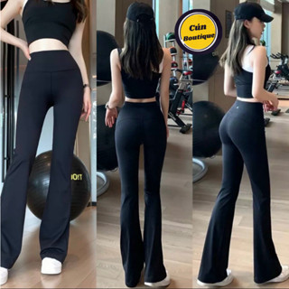  Quần Legging Nữ Cạp Cao Ống Loe Nâng Mông Chất UMI Hàn Cao Cấp Co Giãn Quần Ống Loe Đen Lưng Cao Dáng Ôm 