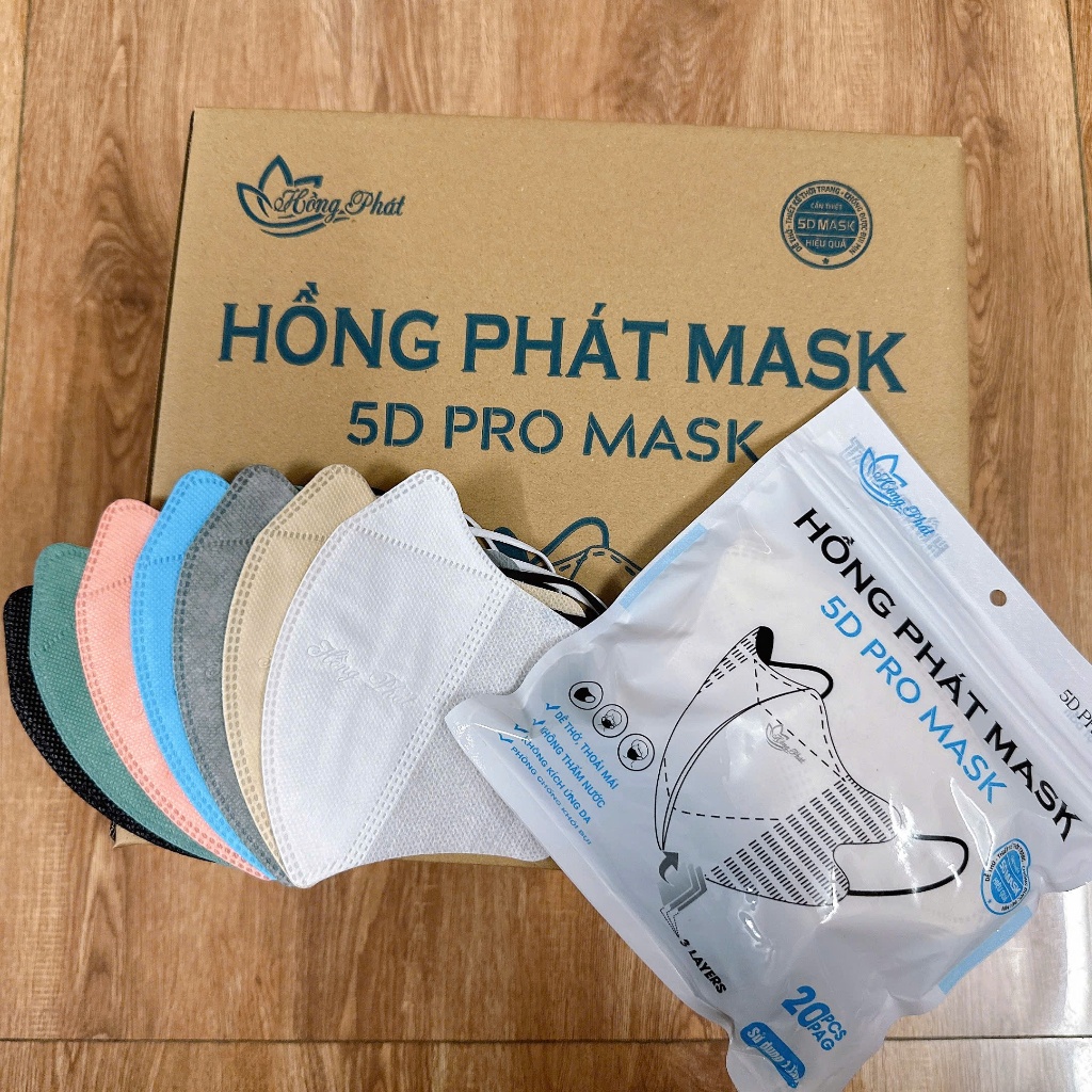 THÙNG 500 CÁI KHẨU TRANG 5D HỒNG PHÁT ĐỦ MÀU