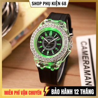 Đồng Hồ LED Tròn Đính Đá Phát Sáng Cho Nam Và Nữ