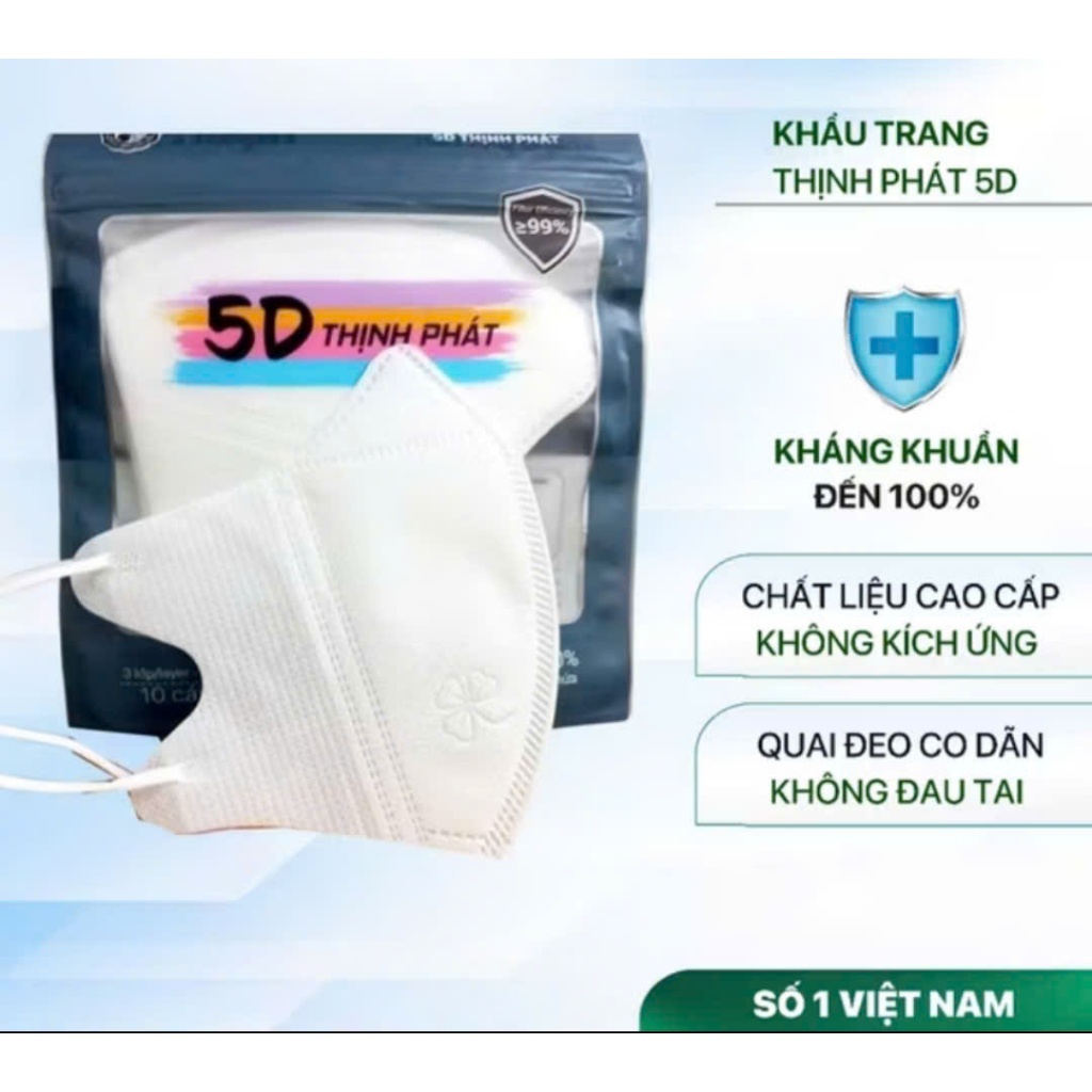 100-500 Chiếc Khẩu Trang 5D Thịnh Phát Kháng Khuẩn Ngăn Giọt Bắn Chống Bụi Tia UV