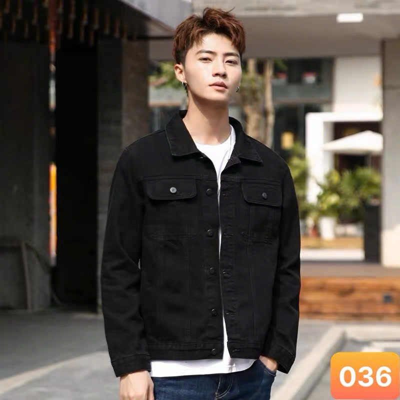 Áo khoác jean nam màu đen đậm không rách chất bò cao cấp co dãn 4 chiều, áo khoác rin nam đẹp HAVADO
